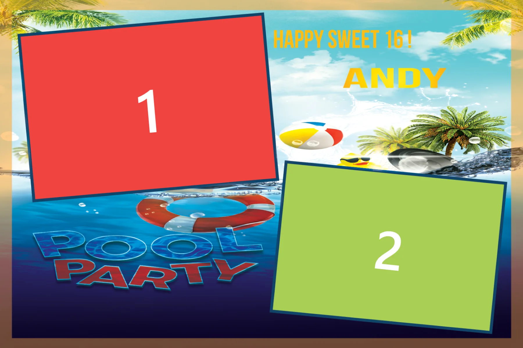 Template Aniversare, Pool Party Photoboot, template cabina foto București